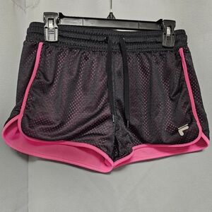 (3)Fila Black With Pink And Blue Athletic Shorts with Mesh Design